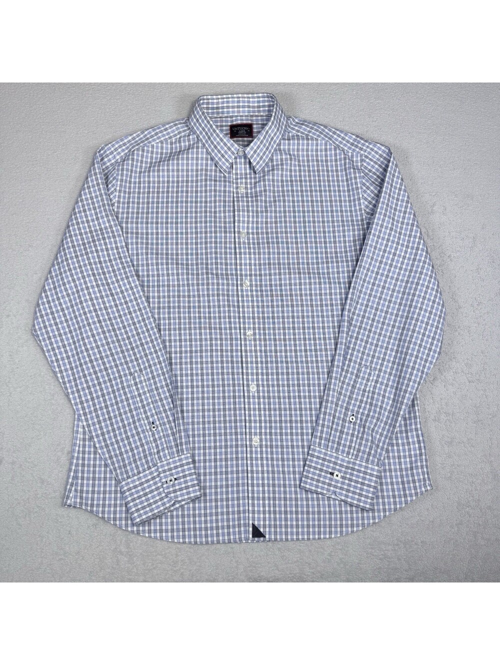 Untuckit Shirt Mens Size L Blue Plaid Stretch Button Down Performance Casual